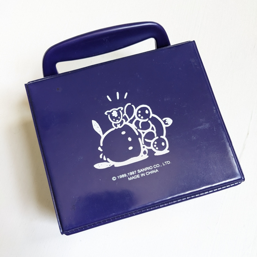 Vintage Pochacco Dog Puppy Sanrio Purple Plastic Vinyl Snap Trinket Box - Picture 8 of 15